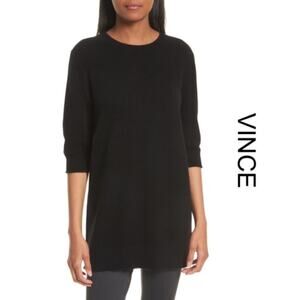 Vince black cashmere tunic sweater, XS, elbow length sleeves